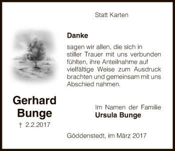 Traueranzeige von Gerhard Bunge von Uelzen