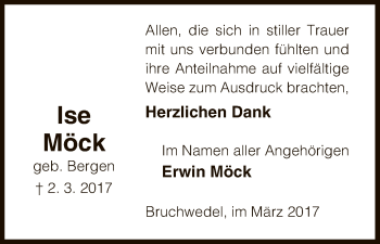 Traueranzeige von Ise Möck von Uelzen