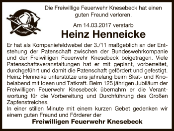 Traueranzeige von Heinz Henneicke von Uelzen