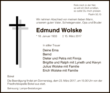 Traueranzeige von Edmund Wolske von Uelzen