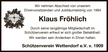 Traueranzeige von Klaus Fröhlich von Uelzen