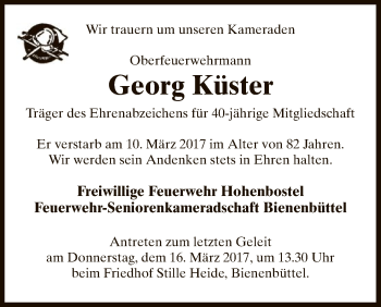 Traueranzeige von Georg Küster von Uelzen