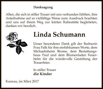 Traueranzeige von Linda Schumann von Uelzen