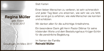 Traueranzeige von Regina Müller von Uelzen