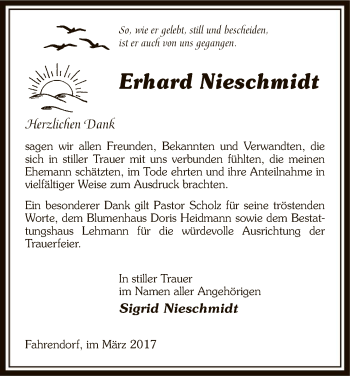 Traueranzeige von Erhard Nieschmidt von Uelzen