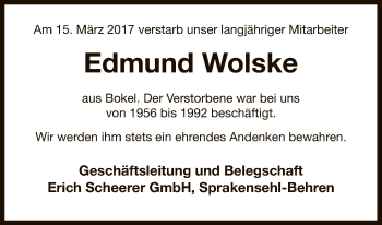 Traueranzeige von Edmund Wolske von Uelzen