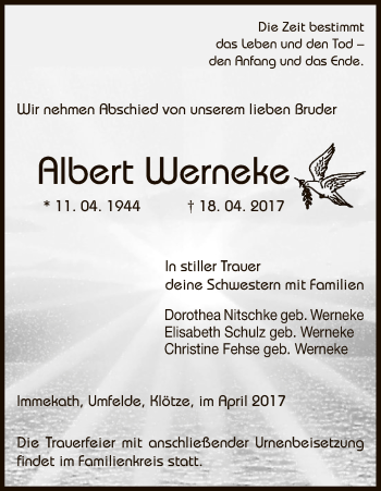 Traueranzeige von Albert Werneke von Uelzen