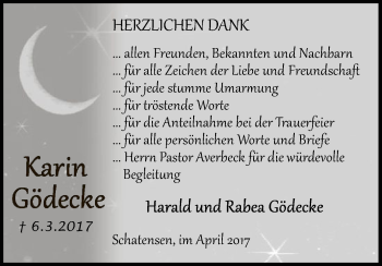 Traueranzeige von Karin Gödecke von Uelzen