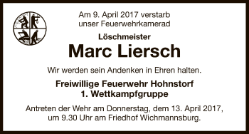 Traueranzeige von Marc Liersch von Uelzen