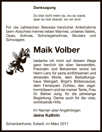 Traueranzeige von Maik Volber von Uelzen