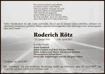 Traueranzeige von Roderich Rötz von Uelzen