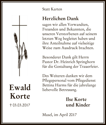 Traueranzeige von Ewald Korte von Uelzen