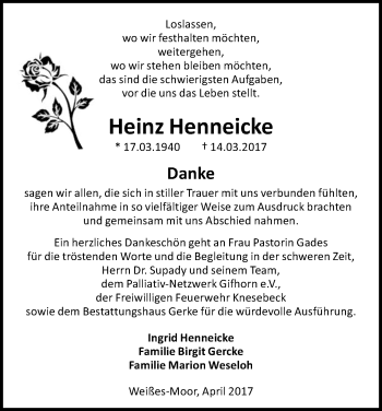 Traueranzeige von Heinz Henneicke von Uelzen