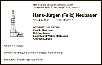 Traueranzeige von Hans-Jürgen Neubauer von Uelzen