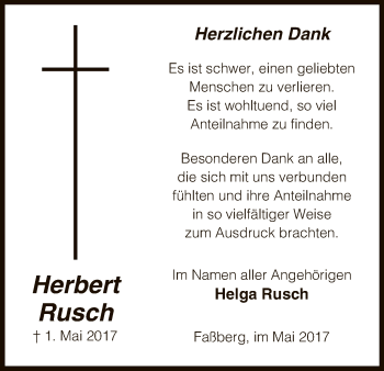 Traueranzeige von Herbert Rusch von Uelzen