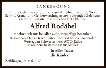 Traueranzeige von Alfred Rodäbel von Uelzen