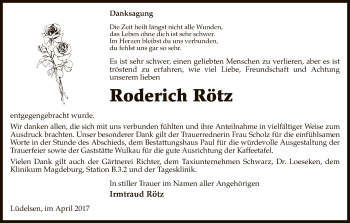 Traueranzeige von Roderich Rötz von Uelzen