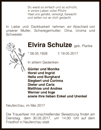 Traueranzeige von Elvira Schulze von Uelzen