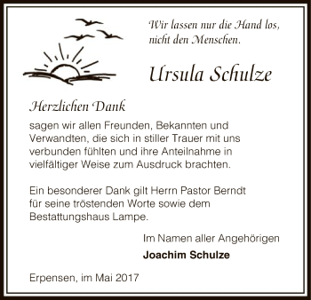 Traueranzeige von Ursula Schulze von Uelzen