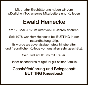 Traueranzeige von Ewald Heinecke von Uelzen