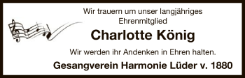 Traueranzeige von Charlotte König von Uelzen