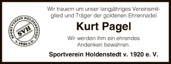 Traueranzeige von Kurt Pagel von Uelzen