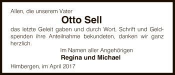 Traueranzeige von Otto Sell von Uelzen