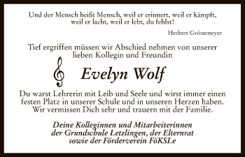 Traueranzeige von Evelyn Wolf von Uelzen