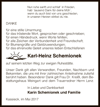 Traueranzeige von Karl-Heinz Schemionek von Uelzen