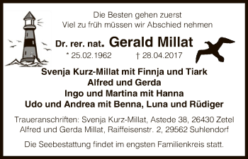 Traueranzeige von Gerald Millat von Uelzen