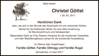 Traueranzeige von Christel Göttel von Uelzen