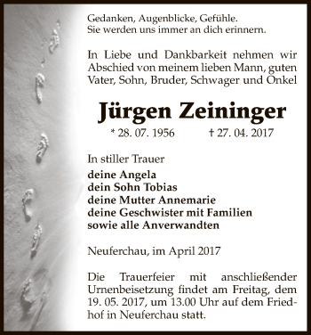 Traueranzeige von Jürgen Zeininger von Uelzen