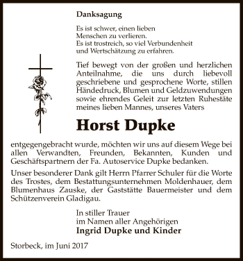 Traueranzeige von Horst Dupke von Uelzen