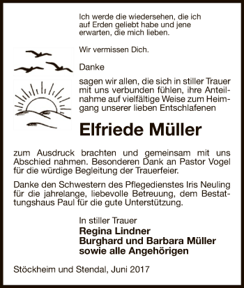 Traueranzeige von Elfriede Müller von Uelzen