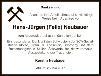 Traueranzeige von Hans-Jürgen Neubauer von Uelzen