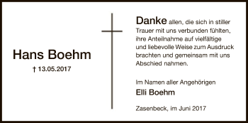 Traueranzeige von Hans Boehm von Uelzen
