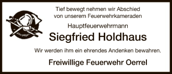 Traueranzeige von Siegfried Holdhaus von Uelzen