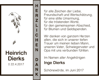 Traueranzeige von Heinrich Dierks von Uelzen