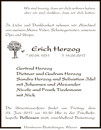 Traueranzeige von Erich Herzog von Uelzen