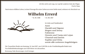 Traueranzeige von Wilhelm Errerd von Uelzen