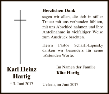 Traueranzeige von Karl Heinz Hartig von Uelzen