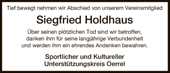 Traueranzeige von Siegfried Holdhaus von Uelzen