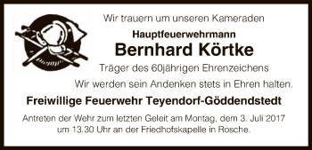 Traueranzeige von Bernhard Körtke von Uelzen