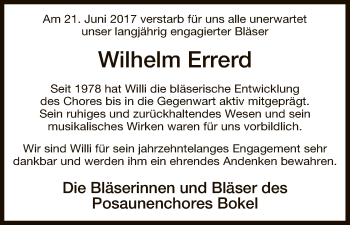 Traueranzeige von Wilhelm Errerd von Uelzen