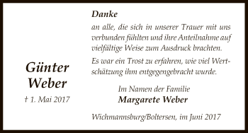 Traueranzeige von Günter Weber von Uelzen