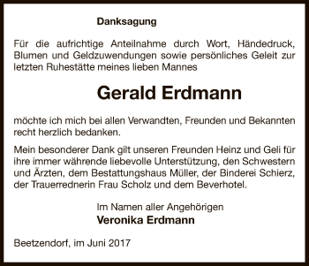 Traueranzeige von Gerald Erdmann von Uelzen