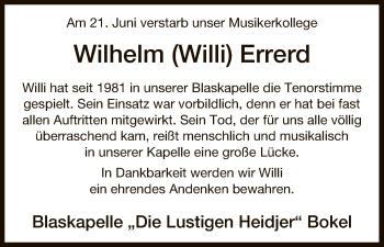 Traueranzeige von Wilhelm Errerd von Uelzen