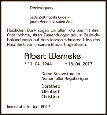 Traueranzeige von Albert Werneke von Uelzen