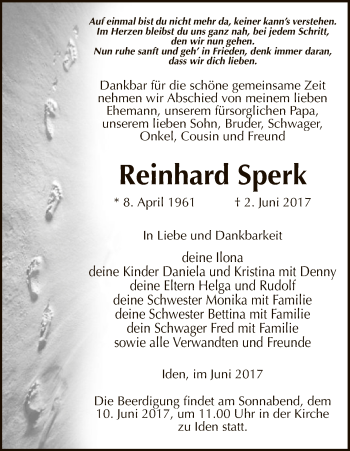 Traueranzeige von Reinhard Sperk von Uelzen