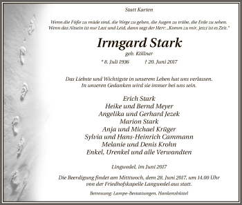 Traueranzeige von Irmgard Stark von Uelzen